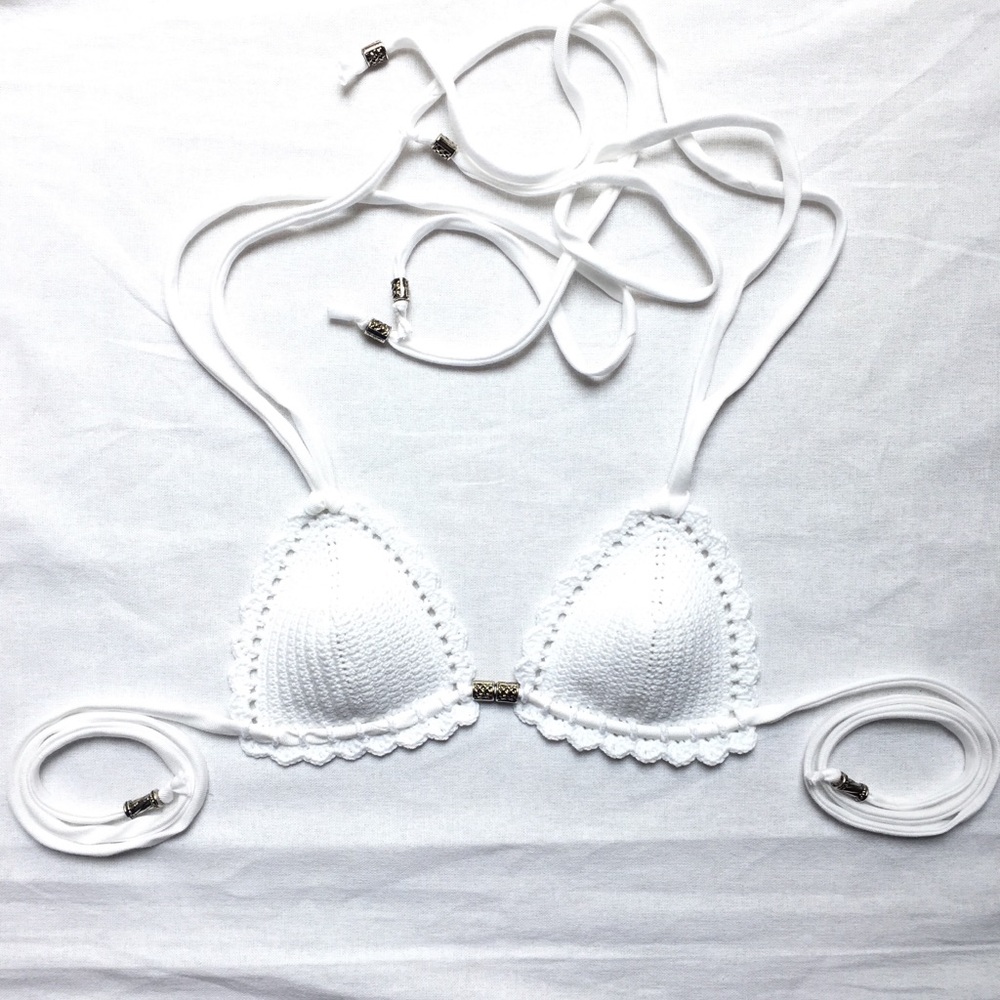 Boho White Crochet Bikini New - Picture 2 of 7